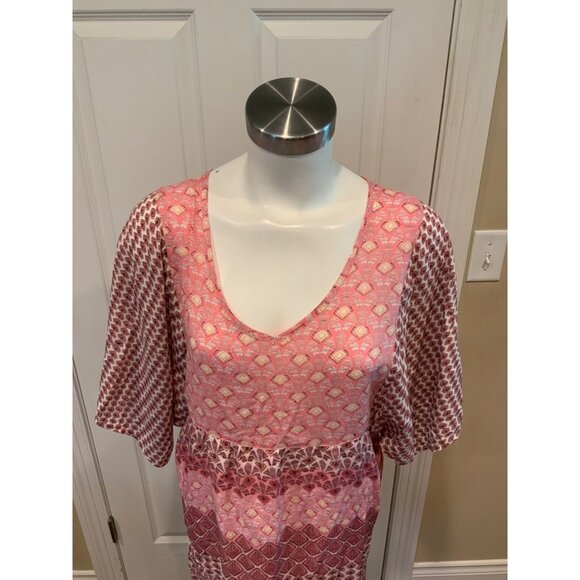 Prana Pink Patterned Shift Dress W/Short Sleeves, Size Small - Picture 2 of 8